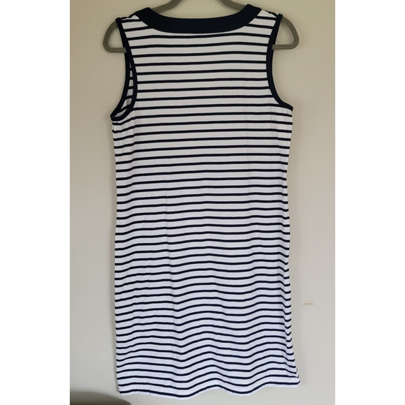 Lands End Cotton Jersey Sleeveless Swim Cover-Up Striped Dress Small - Picture 2 of 6